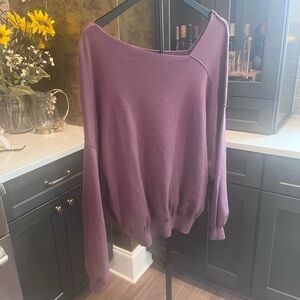 Free People Asymmetric Sweater in Eggplant- Size Large